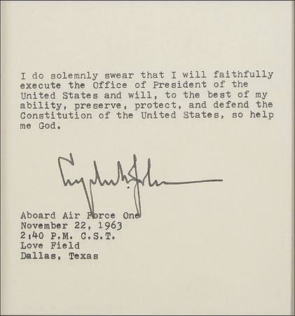 Lot #79 Lyndon B. Johnson: Unique Johnson Oath of Office presentation - Image 2