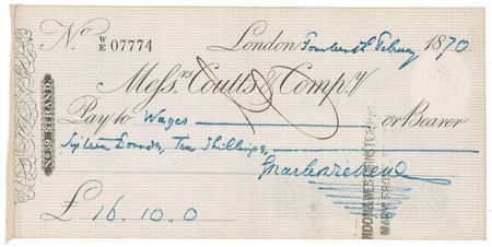 Lot #492. Charles Dickens: Dickens pays wages while in the midst of his 1870 farewell tour