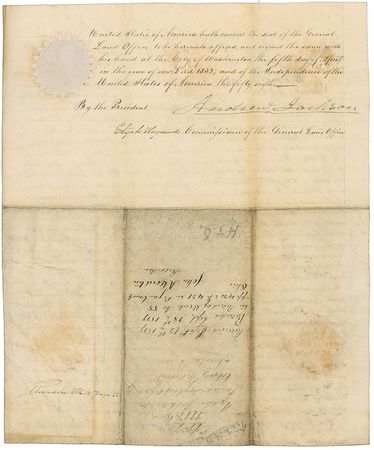 Lot #71 Andrew Jackson: Unusual manuscript Jackson land grant issued to two men for service “to the United States in the Virginia Line” - Image 2