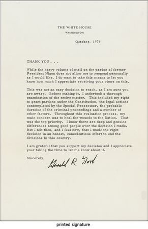 Lot #52 Gerald Ford: “On August 9, 1974, I was sworn in as President of the United States”—Ford recounts the efficiency of the US Constitution - Image 3