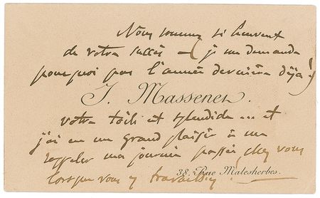 Lot #641 Jules Massenet Signed Note - Image 1