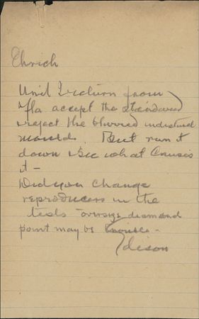 Lot #199 Thomas Edison: While in Florida, Edison keeps tabs on his laboratory: “Did you change the reproducers in the tests—oversize diamond point may be trouble” - Image 2
