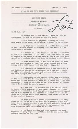 Lot #16 Jimmy Carter Press Release