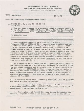 Lot #394 Buzz Aldrin: The astronaut who two years earlier became the second man on the moon is transferred from NASA headquarters in Houston - Image 1