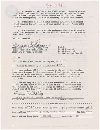 Lot #394 Buzz Aldrin: The astronaut who two years earlier became the second man on the moon is transferred from NASA headquarters in Houston - Image 2