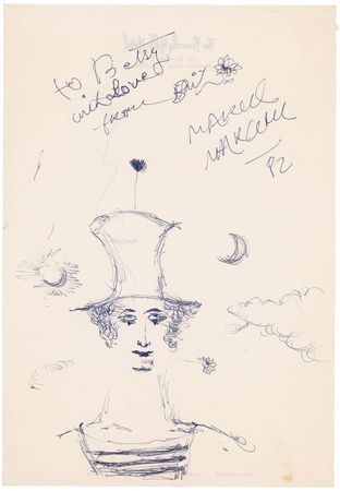 Lot #999 Marcel Marceau: Charming oversized Marceau self-portrait - Image 1