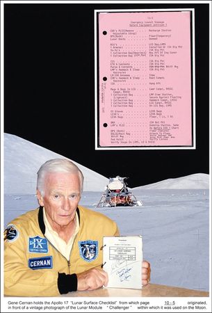 Lot #404 Apollo 17: Gene Cernan: Direct from the moon an Apollo 17 flown “Emergency Launch” Lunar-Surface Checklist page - Image 1