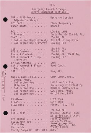 Lot #404 Apollo 17: Gene Cernan: Direct from the moon an Apollo 17 flown “Emergency Launch” Lunar-Surface Checklist page - Image 2