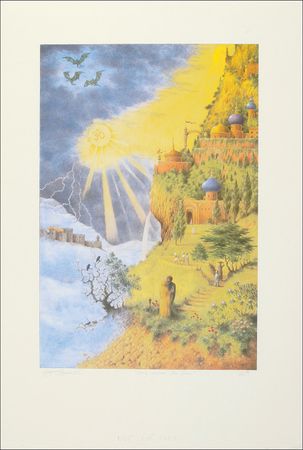 Lot #672 Beatles: George Harrison: Desirable Harrison ‘Here Comes The Sun’ print, inspired conceptually by George Harrison and executed by Keith West - Image 1