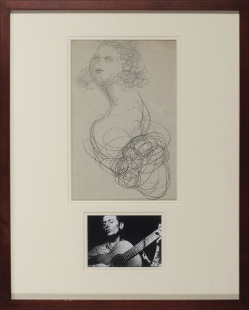 Lot #807 Woody Guthrie: Handwritten lyrics, backed with a compelling drawing, written for his daughter a year before she would tragically perish in a fire - Image 1