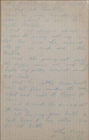 Lot #807 Woody Guthrie: Handwritten lyrics, backed with a compelling drawing, written for his daughter a year before she would tragically perish in a fire - Image 3