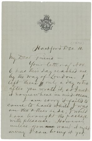 Lot #561 Samuel L. Clemens: ?If you were an Englishman that would be time enough, but Americans are not quite so patient? - Image 1