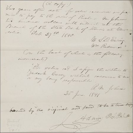 Lot #131 Abraham Lincoln: Lincoln, as a budding young lawyer, prepares an 1840 financial document - Image 1