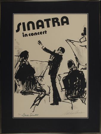 Lot #878 Frank Sinatra and LeRoy Neiman: Neiman captures one of his favorite subjects ? Ol? Blue Eyes - Image 1
