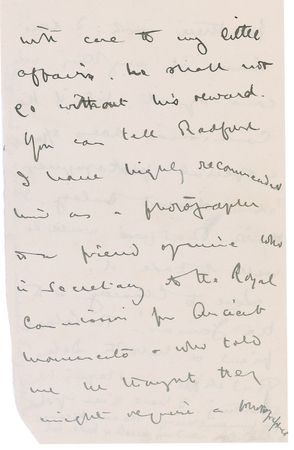 Lot #245 Lord Carnarvon: The financial backer of Tut?s discovery helps a friend find employment: ?You can tell Radford I have highly recommended him as a photographer ? to the Royal Commission for Ancient Monuments? - Image 6