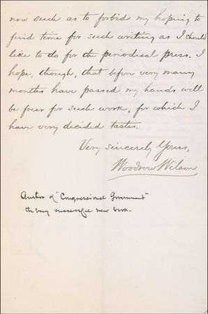 Lot #229 Woodrow Wilson: Early handwritten Woodrow Wilson letter - Image 2