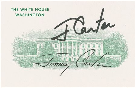 Lot #19 Jimmy Carter White House Card
