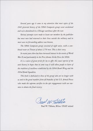 Lot #412 Enola Gay: Paul Tibbets Book - Image 1