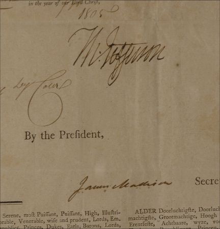 Lot #109 Thomas Jefferson and James Madison: Jefferson and Madison authorize an 1805 vessel sailing from the Port of New Orleans—bearing one of the most pronounced Jefferson signatures extant! - Image 2