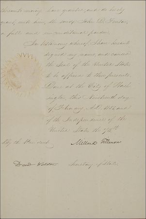 Lot #60 Millard Fillmore: President Fillmore and Secretary of State Webster grant clemency to a post office robber - Image 2