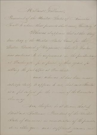 Lot #60 Millard Fillmore: President Fillmore and Secretary of State Webster grant clemency to a post office robber - Image 4