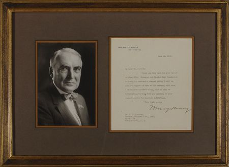 Lot #88 Warren G. Harding: Harding alludes to a ?suggested plan for American helpfulness? for a 1922 commission designed to aid Europe?but would become a contributing factor of the Great Depression - Image 1