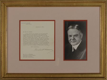 Lot #100 Herbert Hoover: President Hoover pays tribute to Alice Hamilton for her selfless dedication to work-related diseases - Image 1