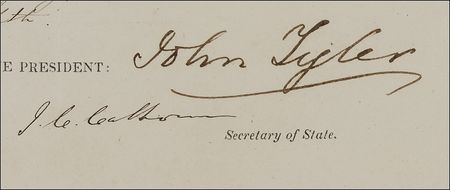Lot #216 John Tyler and John C. Calhoun: Tyler and his secretary of state appoint a Deputy Postmaster - Image 2