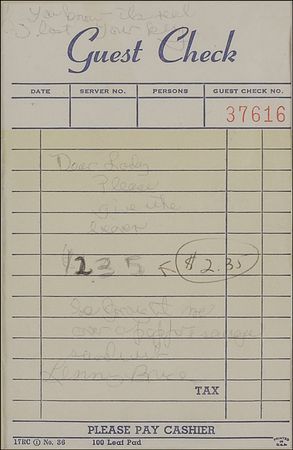 Lot #960 Lenny Bruce: Bruce honorably settles up for a sandwich delivery - Image 2