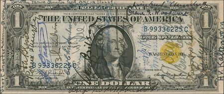 Lot #246 Casablanca Conference: Churchill and Eisenhower join fellow World War II leaders on a $1 bill - Image 1