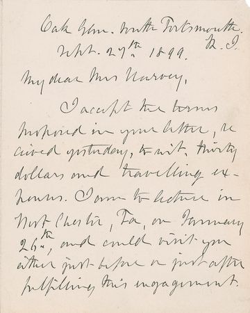Lot #589 Julia Ward Howe: “I am to lecture in West Chester, Pa. in January 26th” - Image 1