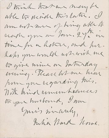 Lot #589 Julia Ward Howe: “I am to lecture in West Chester, Pa. in January 26th” - Image 2