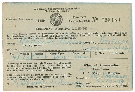 Lot #129 John F. Kennedy: Kennedy signs a Wisconsin fishing license while campaigning in 1960 - Image 2