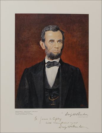 Lot #57 Dwight D. Eisenhower: Ike modestly agrees to have a copy of his famous Lincoln portrait sent to a member of the Fourth Estate - Image 2