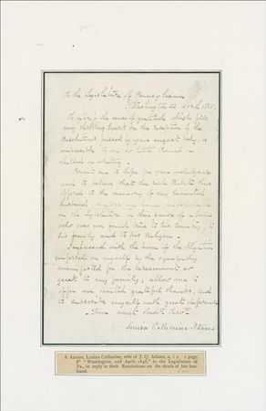 Lot #5 Louisa Catherine Adams: A grieving former