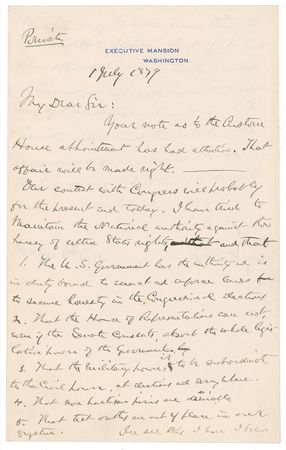 Lot #97 Rutherford B. Hayes: Looking to reform the federal government, President Hayes maneuvers to remove future president Chester A. Arthur from a patronage post while protecting the voting rights of Southern blacks - Image 1