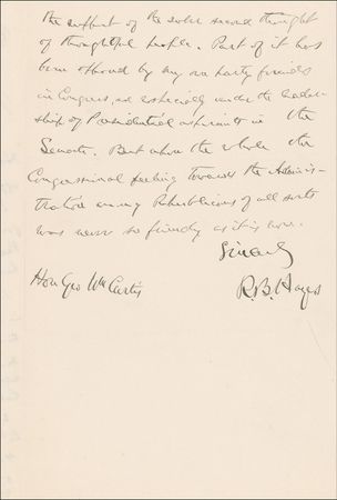 Lot #97 Rutherford B. Hayes: Looking to reform the federal government, President Hayes maneuvers to remove future president Chester A. Arthur from a patronage post while protecting the voting rights of Southern blacks - Image 2