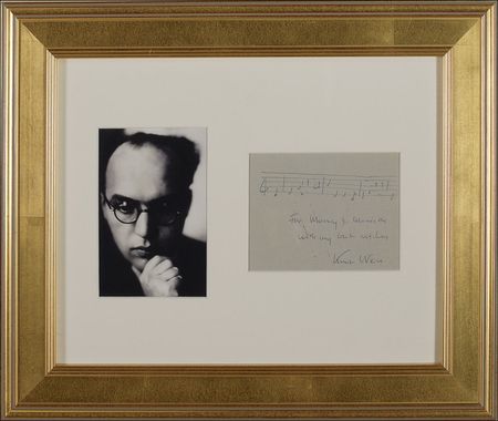 Lot #903 Kurt Weill: Penning a quote from ‘My Ship’ from Weill's and Ira Gershwin’s Lady in the Dark - Image 1