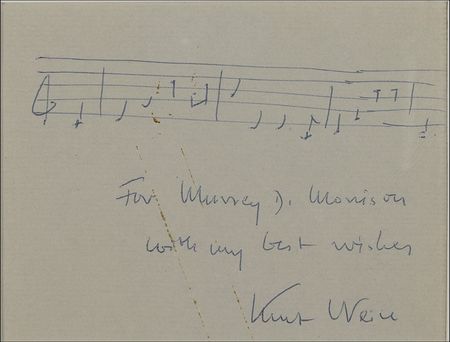 Lot #903 Kurt Weill: Penning a quote from ‘My Ship’ from Weill's and Ira Gershwin’s Lady in the Dark - Image 2