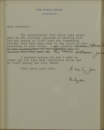 Lot #130 John F. Kennedy: JFK praises his warm response during a 1963 conservation tour spearheaded by Earth Day’s founder - Image 2