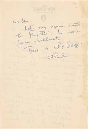 Lot #542 Charles Addams: Addams writes of Bugattis and Bugs - Image 2