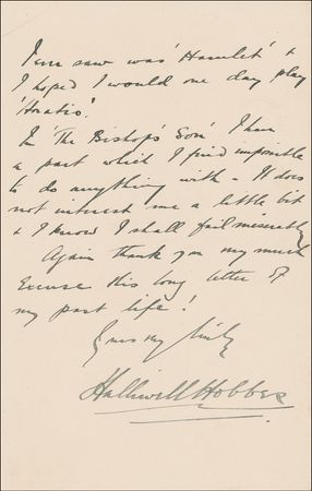 Lot #1063 Halliwell Hobbes: “In ‘The Bishop’s Son’ I have a part which I find impossible to do anything with … I know I shall fail miserably” - Image 2