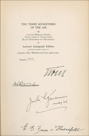 Lot #532 The Three Musketeers of the Air Book - Image 1