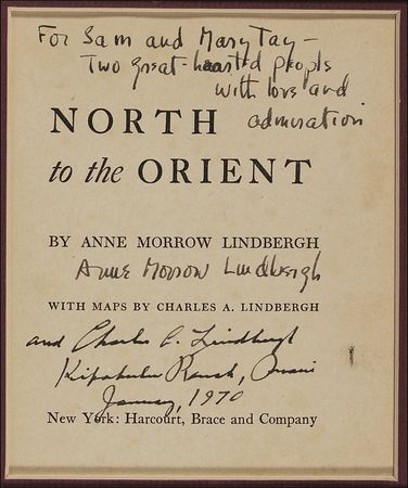Lot #509 Charles and Anne Morrow Lindbergh: The Lindberghs present North to the Orient to ?two great-hearted people? - Image 2