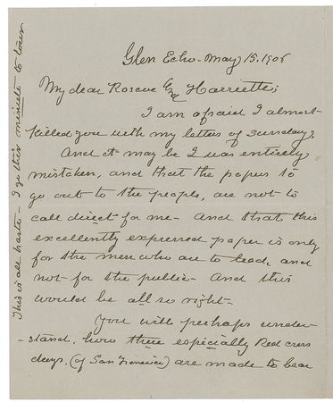 Lot #237 Clara Barton: ?Their spades are full of earth just now to ignominiously bury the poor old Red Cross??Barton comments on her famous rift with nemesis Mabel Boardman - Image 1