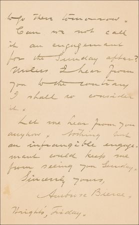 Lot #548 Ambrose Bierce Handwritten Letter Signed - Image 2