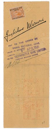 Lot #331 Guigliemo Marconi Check - Image 2