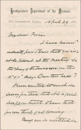 Lot #443 John Pope: General Pope attempts to strong-arm a Medal of Honor recipient to attend an Army of the Tennessee meeting - Image 1