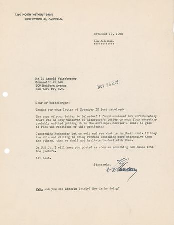 Lot #703 Igor Stravinsky: Detailed 1950s archive as Stravinsky breathes life into his greatest opera, The Rake's Progress - Image 1