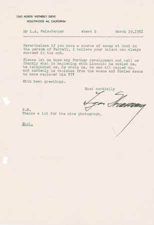Lot #703 Igor Stravinsky: Detailed 1950s archive as Stravinsky breathes life into his greatest opera, The Rake's Progress - Image 16